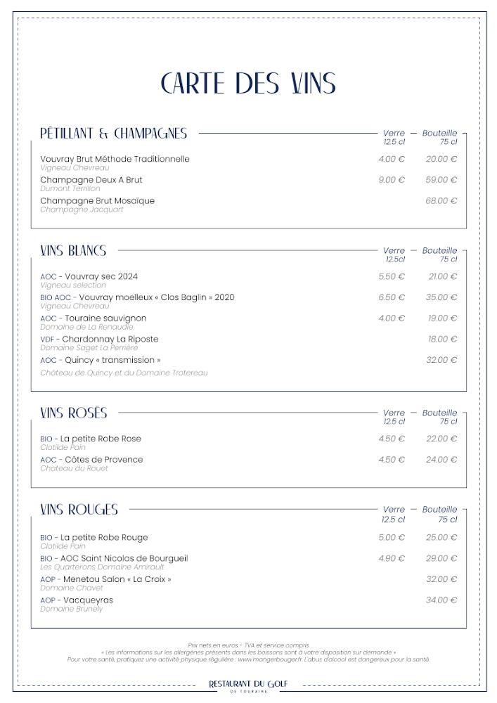 Restaurant du Golf de Touraine - Menu Image 3